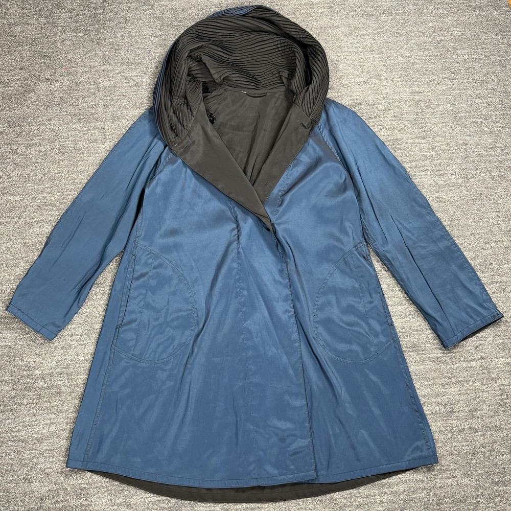 Mycra Pac Donatella Reversible Raincoat Women Small Accordion Hood Black Blue